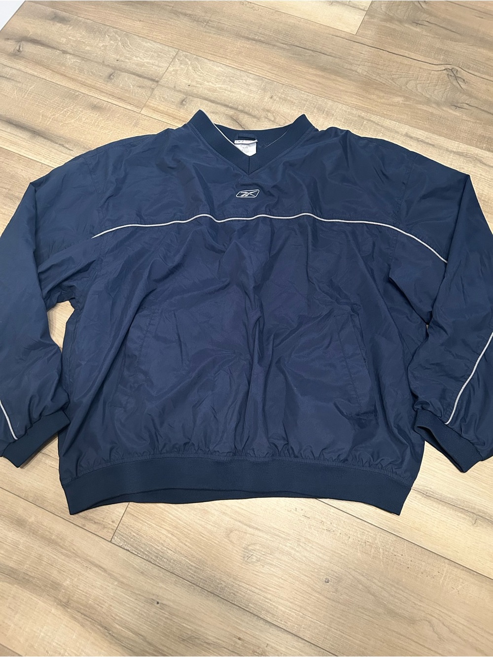 Vintage Reebok Navy V‑Neck Pullover with White Trim